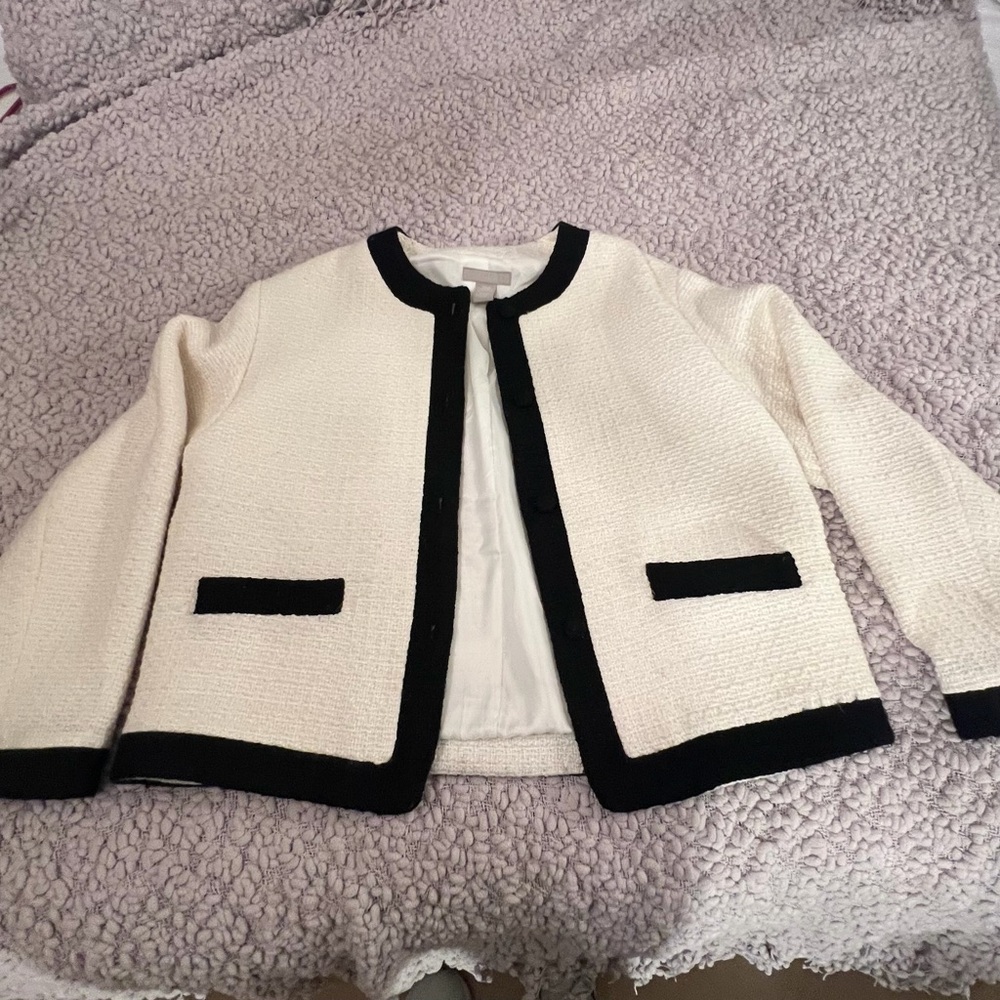 Elegant White and Black Women's Lady Jacket